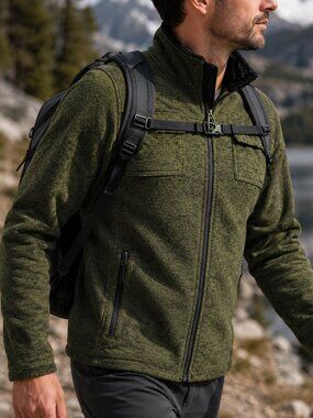 Ascend Mens Sherpa-Lined Sweater Fleece Jacket NWT Size M